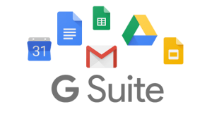 G-Suite Logo with the various google apps surrounding the words "G Suite"